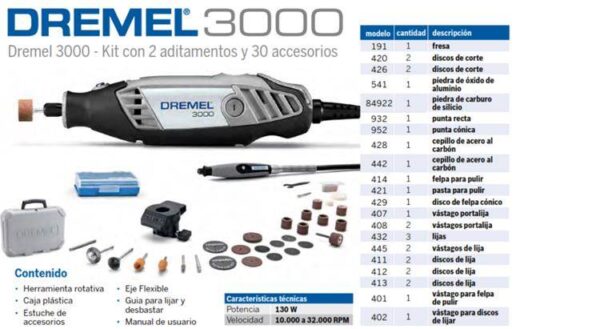 DREMEL -Minitorno S3000 kit30 acc. 130W