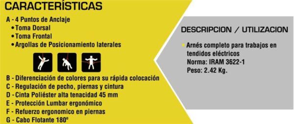 BRALT- Arnes Anticaidas 4 puntos de anclajes – CABO FLOTANTE