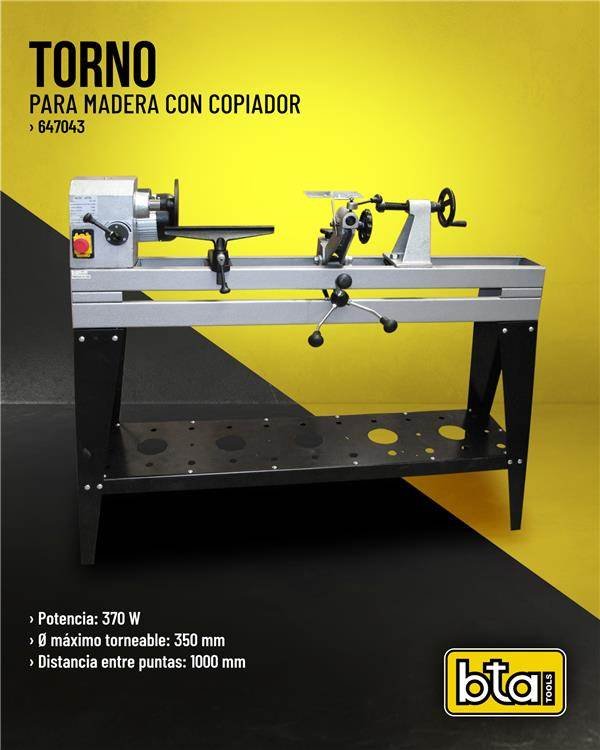 BTA Torno p/madera 1000mm 370w c/copiador 647043 – Masin herramientas
